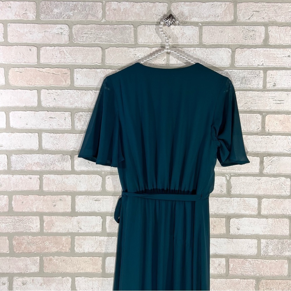 Show Me Your MuMu Sophia Wrap Dress in Deep Jade Chiffon Size XS - Picture 10 of 12